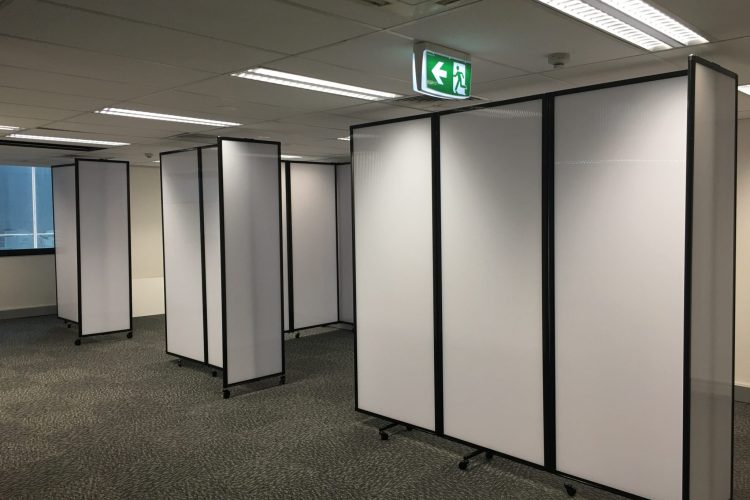 White modern room dividers on wheels