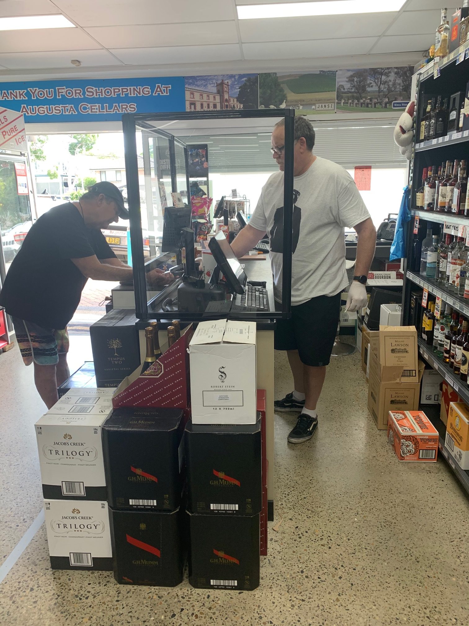 3 panel perspex screen U shape bottle shop customer Health Protection Screen in Australia