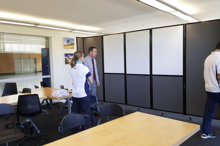 Classroom divider with integrated whiteboards