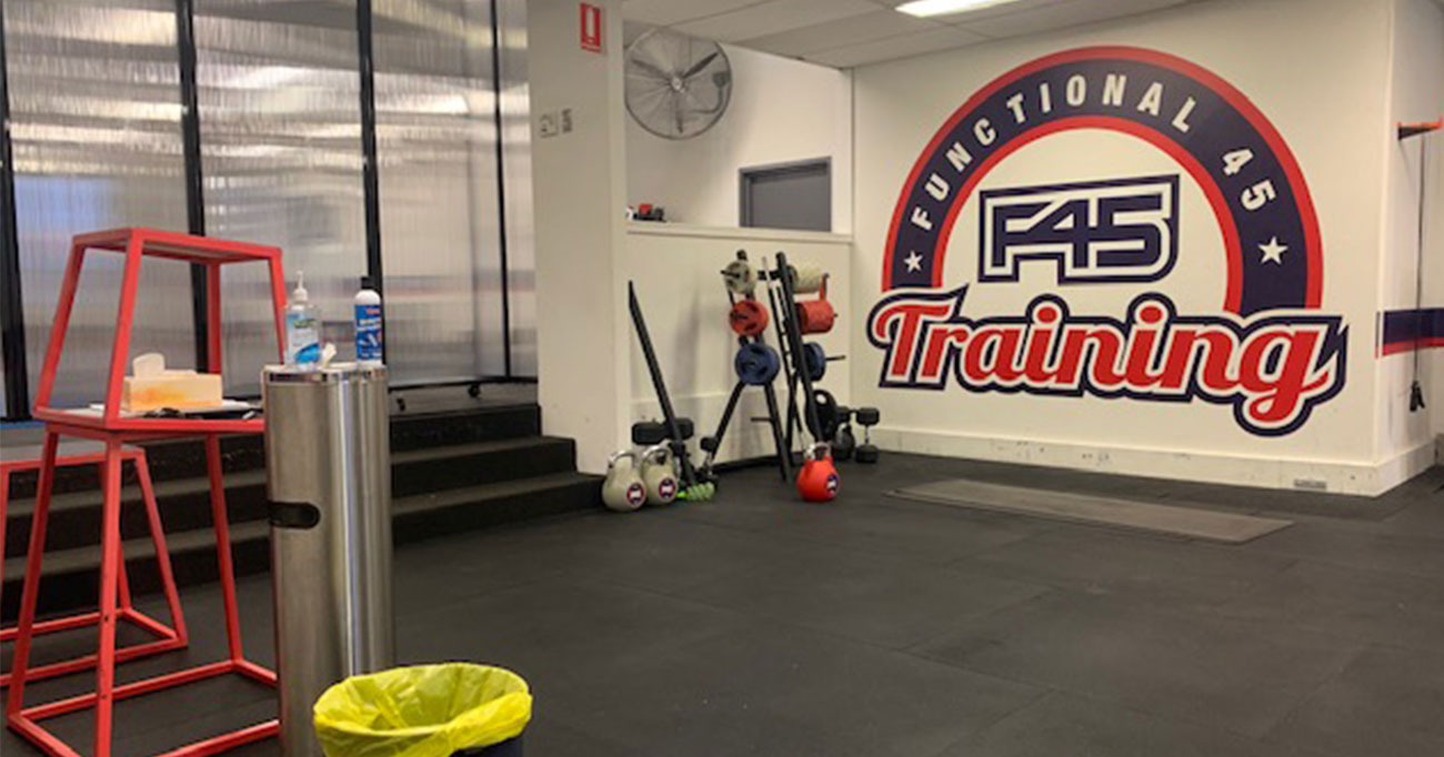 F45 Gym Use Portable Partitions To Divide Room And Allow More Members To Train