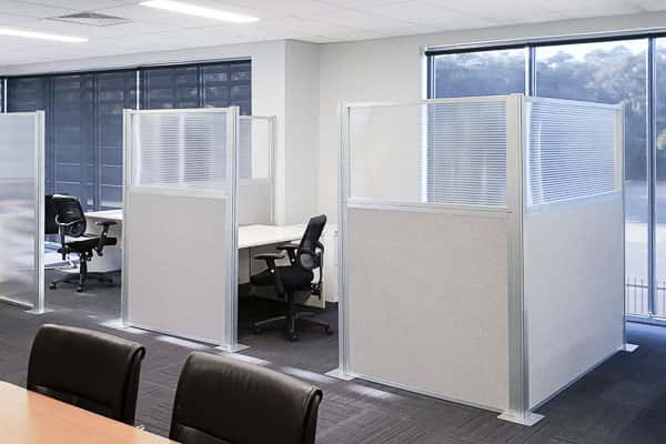 enclosed office cubicle for focused work Cloud Gray workstation Cubicles with polycarbonate tops